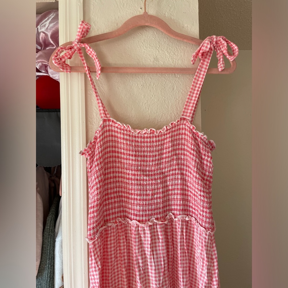 Bebop pink and white plaid summer aesthetic dress